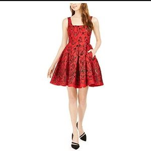 Taylor Women's Sleeveless Embroidered Sequin Party Dress, Red, Size 14